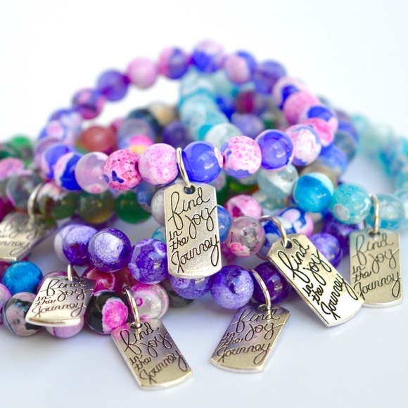 Find Joy In The Journey Gemstone Beaded Bracelet - Picture 3 of 13